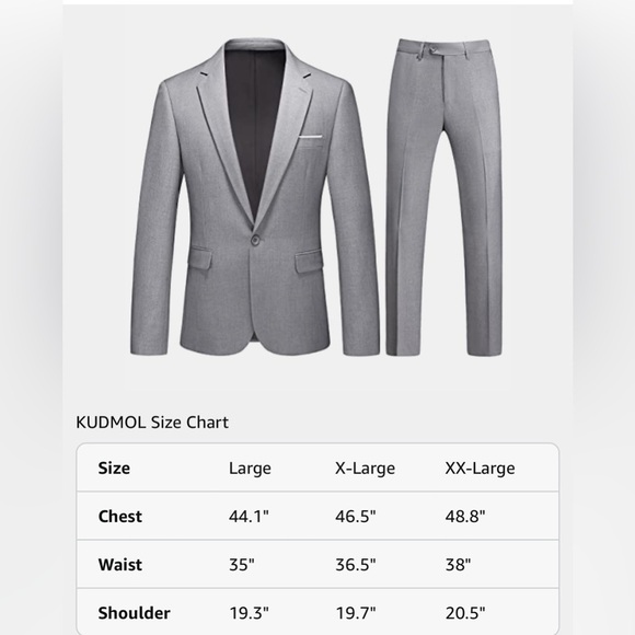 NWT- Kudmol Mens 2 Piece Slim Fit Casual One Button Suit SIZE: XL - Picture 7 of 10